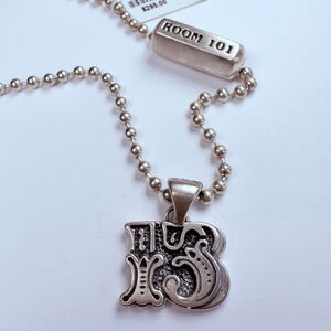 Room 101 Sterling Silver 925 Lucky Number "13" Chrome Necklace Hearts NWT